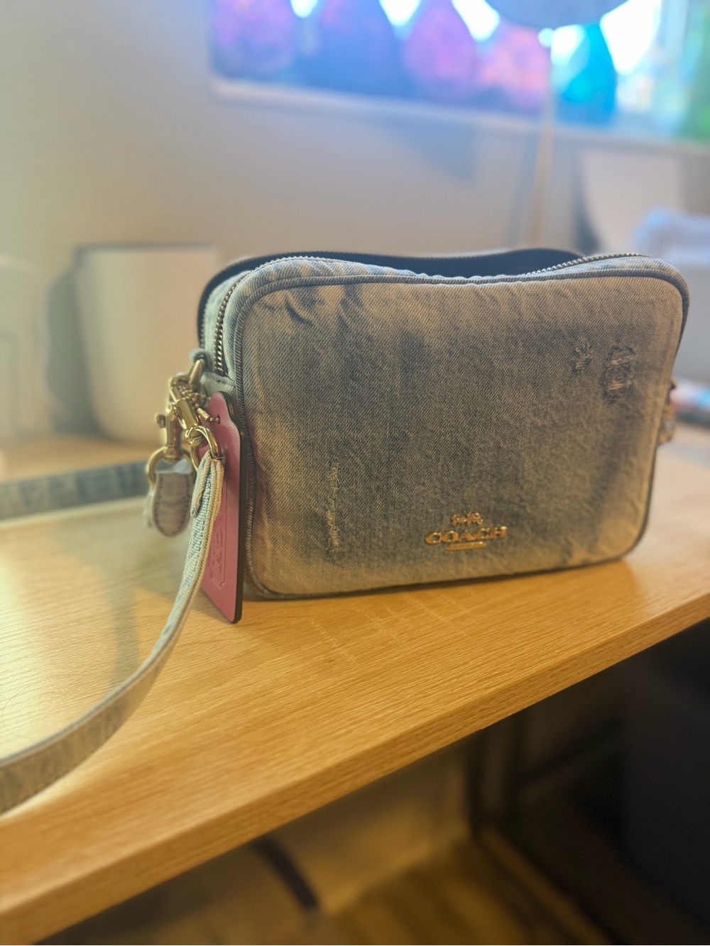 Coach denim  Carey Bag with Pink Tag